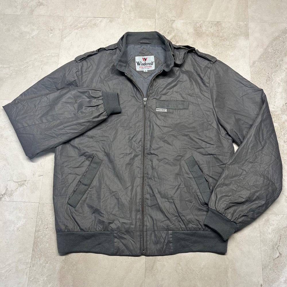 Windcrest Bomber Jacket Gray Mens Size M Full Zip Active Outerwear Epaulets
